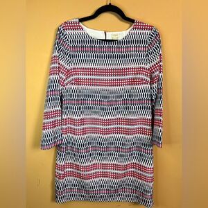J. Crew Women’s Size 6 Pink & Black Peacock Shape Print Long Sleeve Shift Dress